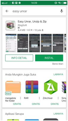 membuat file ZIP atau RAR di Android