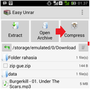 membuat file ZIP atau RAR di Android