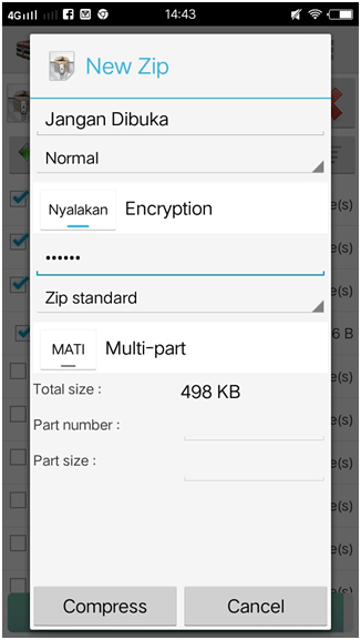 membuat file ZIP atau RAR di Android