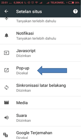 cara blokir iklan popup browser Chrome di hp android