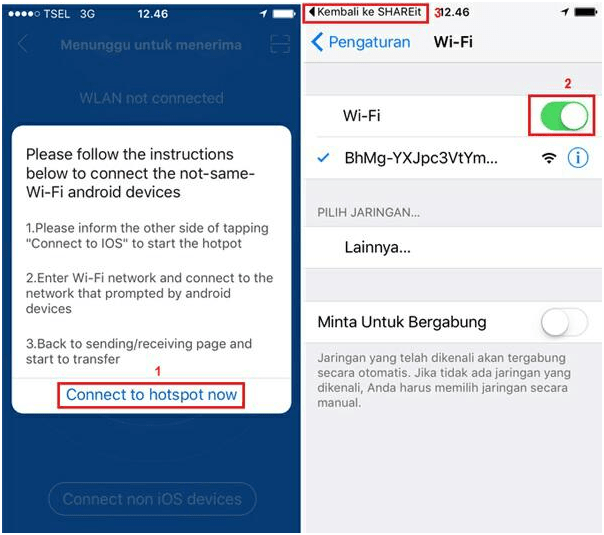 mengirim file di iPhone dengan SHAREit