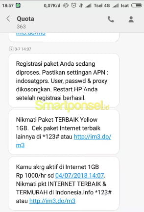 Cara Daftar Paket Internet Indosat 1Gb