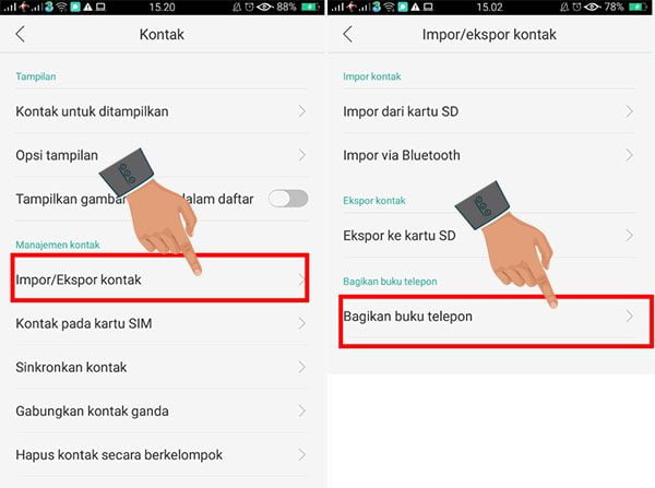 Cara backup kontak ke google