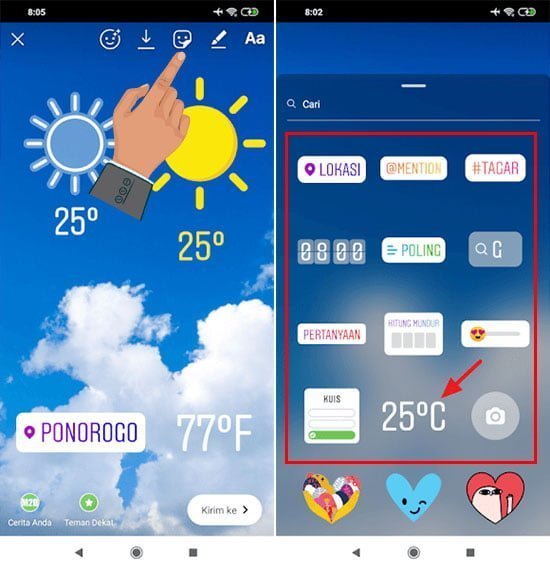 Cara Menambahkan Stiker Jam, Lokasi dan Suhu di Instagram Stories