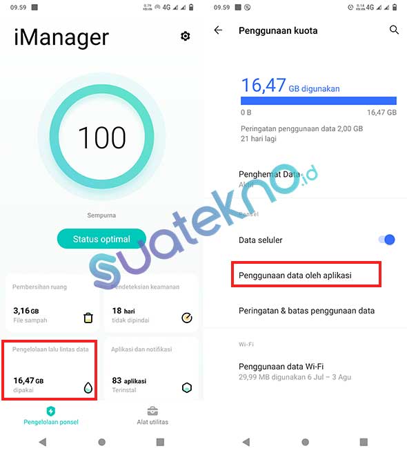 Menonaktifkan penggunaan kuota seluler di latar belakang aplikasi di HP Vivo